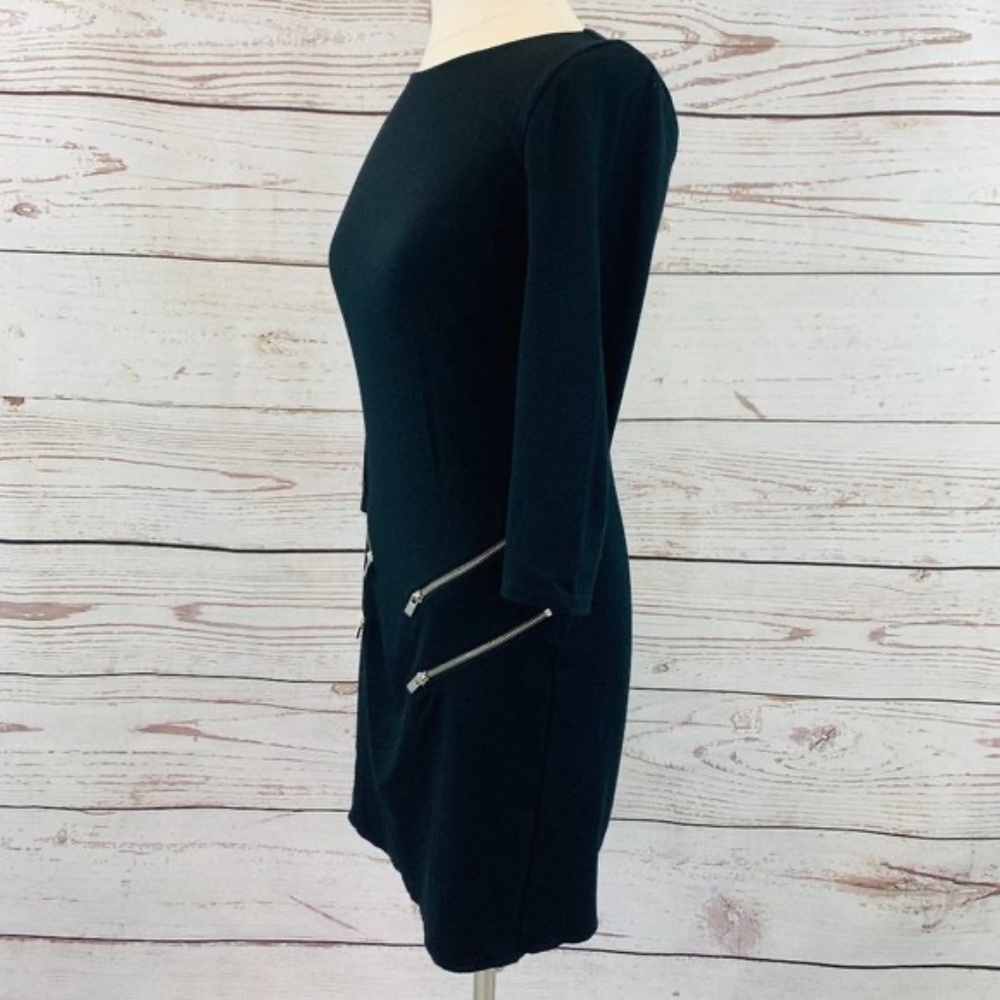 Express Goth Sexy Black Sheath Dress with Punk Silver Zipper Accents, Small - Picture 8 of 12